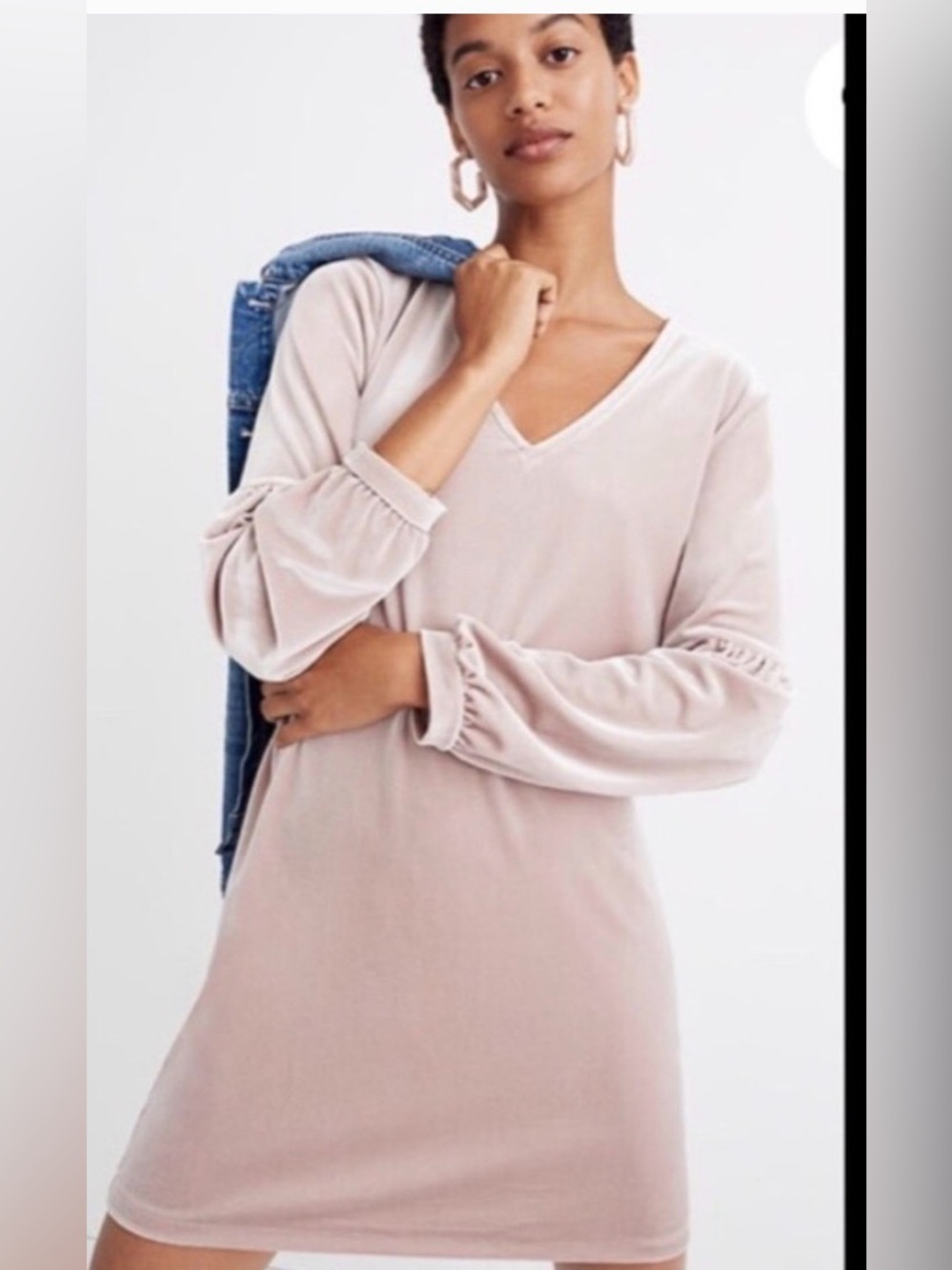 Madewell Balloon-Sleeve Velvet Dress M light pink hue Casual Ballon Sleeves
